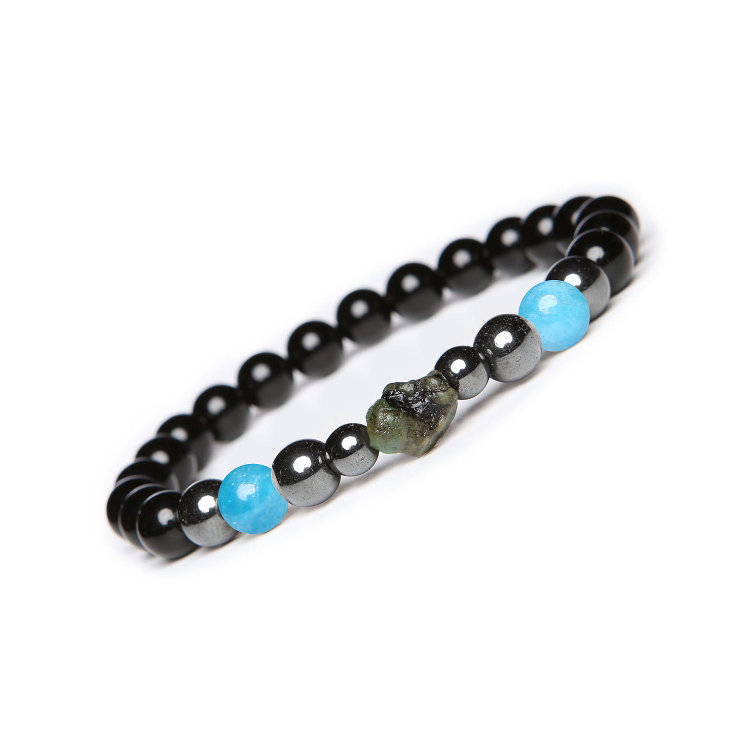 Bransoletka Elai Apatyt, Szmaragd, Onyks, Hematyt Grafitowy – stylowa biżuteria dla każdego Bransoletka z kolekcji Elai, łącząca apatyt, szmaragd, onyks i hematyt grafitowy, dostępna w wersji damskiej oraz męskiej.