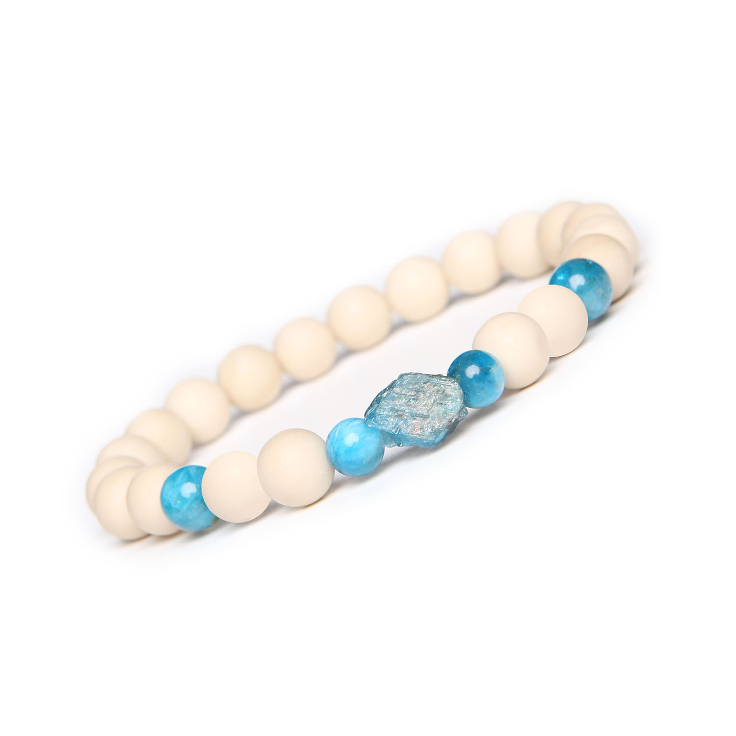 Bransoletka Fair Apatyt, Kamień Rzeczny. Odpowiednia dla kobiet i mężczyzn. Idealny dodatek do każdej stylizacji Bransoletka unisex z kamieniem rzecznym i apatytami z kolekcji Fair, doskonały wybór na każdą okazję.