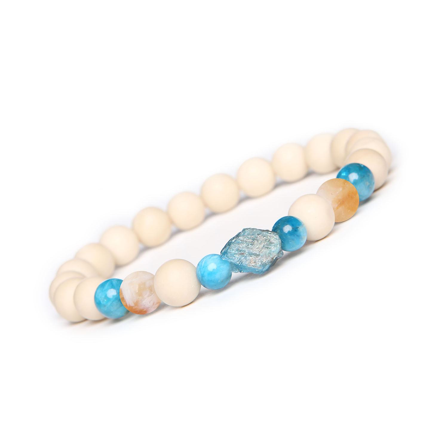 Bransoletka Fair Cytryn Cieniowany, Apatyt, Kamień Rzeczny. Stylowa biżuteria dla kobiet i mężczyzn Bransoletka z kolekcji Fair z cytrynem cieniowanym, apatytami i kamieniami rzecznymi, dostępna w wersji damskiej i męskiej.