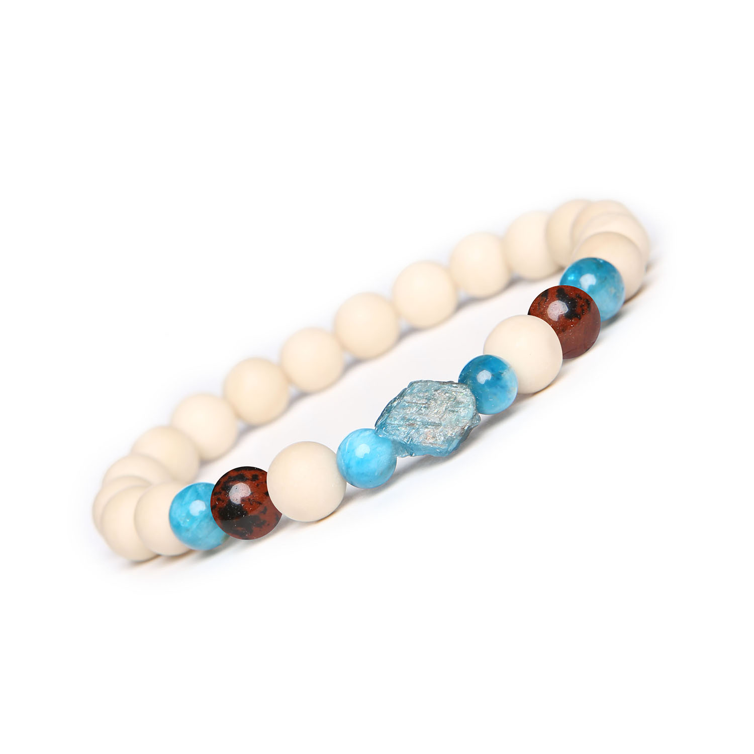 Bransoletka Fair Obsydian Brązowy, Apatyt, Kamień Rzeczny. Idealna dla niej i dla niego. Dostępna teraz Unikalna bransoletka Fair wykonana z obsydianu brązowego, apatytu i kamienia rzecznego, dostępna w wersji damskiej oraz męskiej.