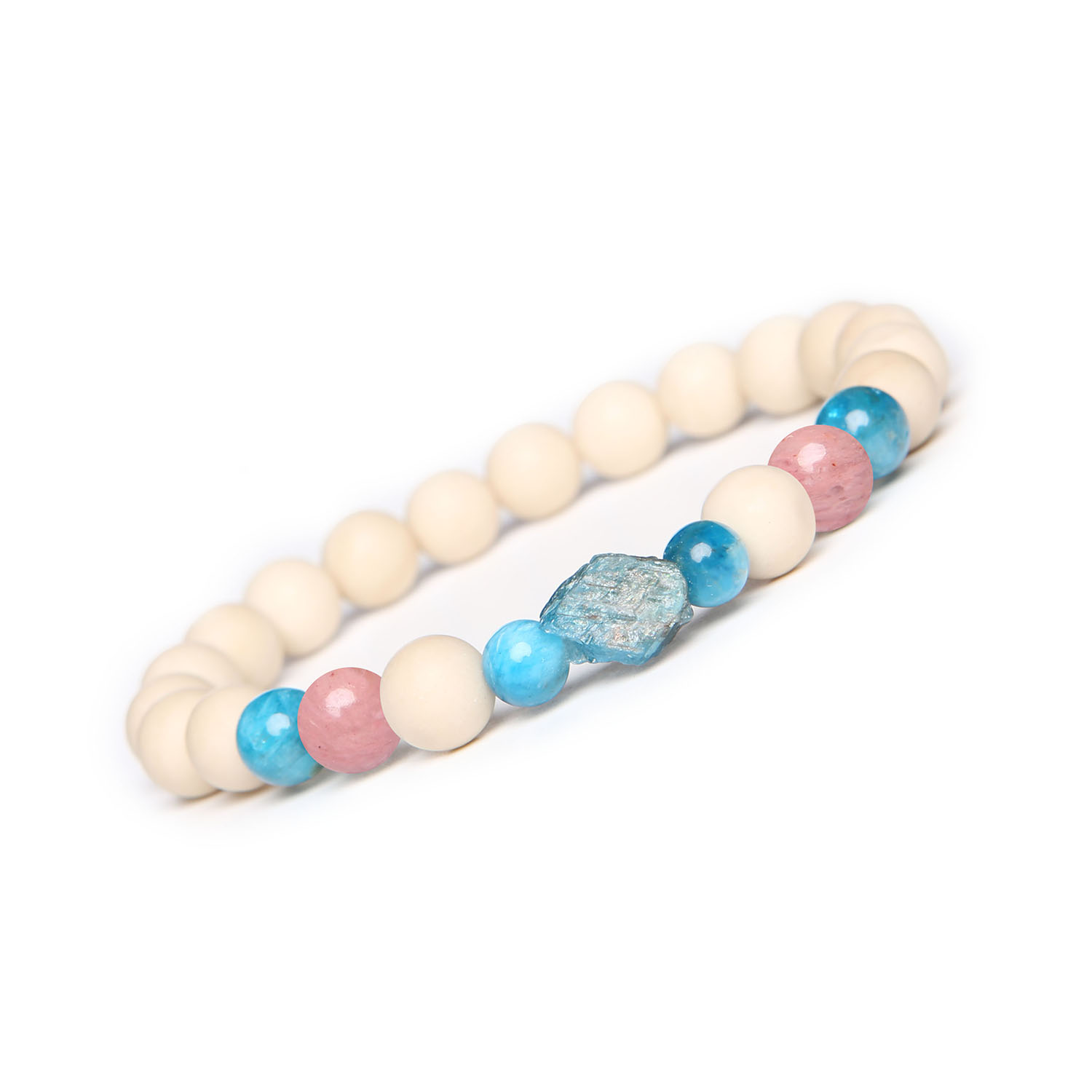 Bransoletka Fair Rodonit Różowy, Apatyt, Kamień Rzeczny - uniwersalny dodatek dla niego i dla niej. Odkryj wyjątkowy styl Stylowa bransoletka z różowym rodonitem, apatytami i kamieniami rzecznymi z kolekcji Fair dla kobiet i mężczyzn.