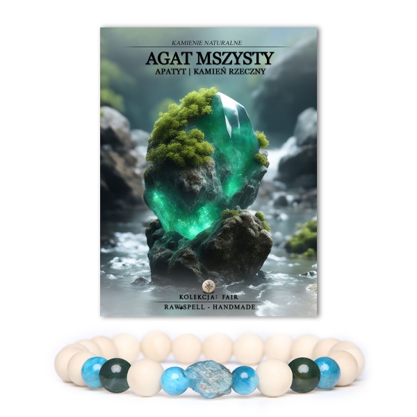 Bransoletka z kolekcji Fair z agatami mszystymi, apatytem i kamieniami rzecznymi - dostępna w wersji damskiej i męskiej.