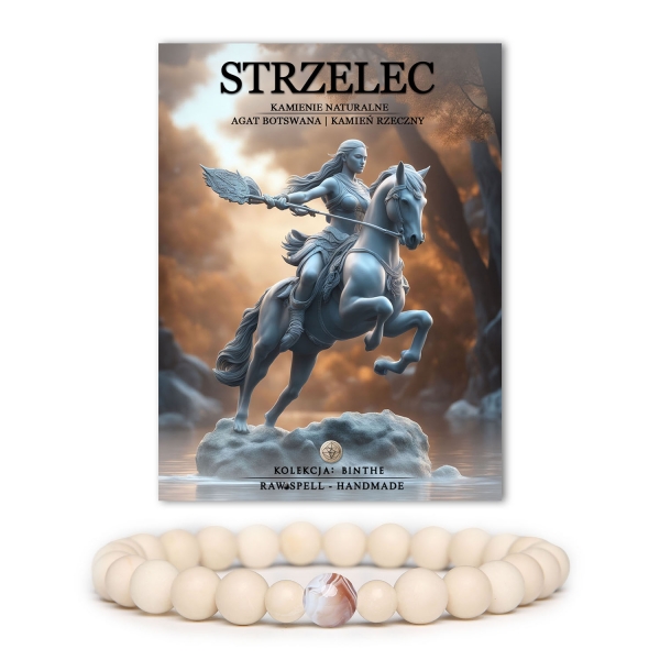 Stylowa bransoletka dla Strzelca z naturalnych kamieni: Agat Botswański i Kamień Rzeczny – uniwersalny dodatek dla kobiet i mężczyzn.