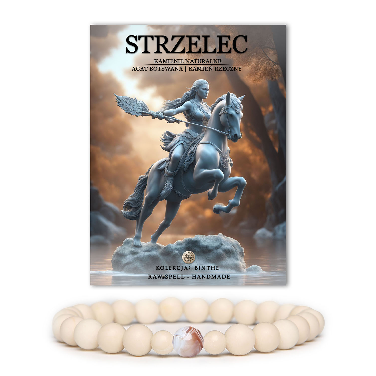 Stylowa bransoletka dla Strzelca z naturalnych kamieni: Agat Botswański i Kamień Rzeczny – uniwersalny dodatek dla kobiet i mężczyzn.