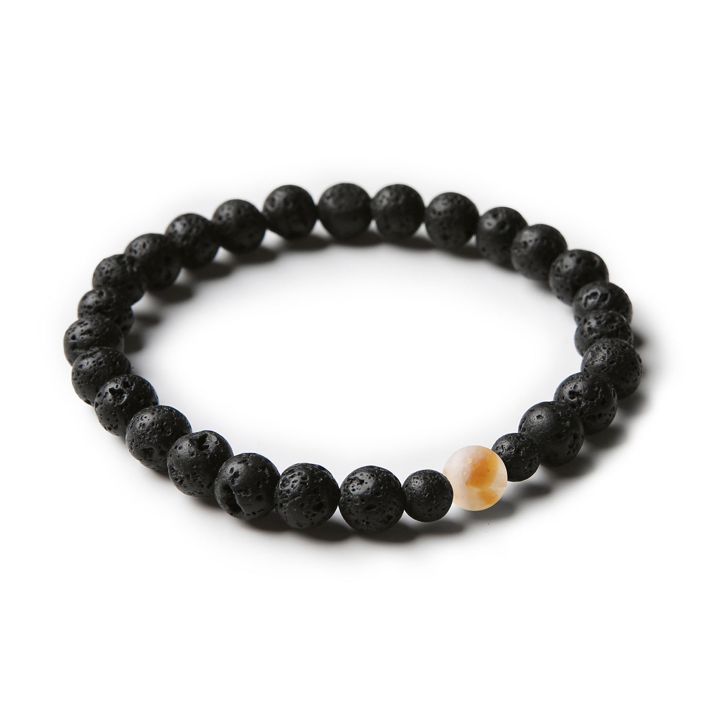 Bransoletka Binthe w wersji unisex z cieniowanym cytrynem i lawą wulkaniczną, doskonały dodatek dla kobiet i mężczyzn.