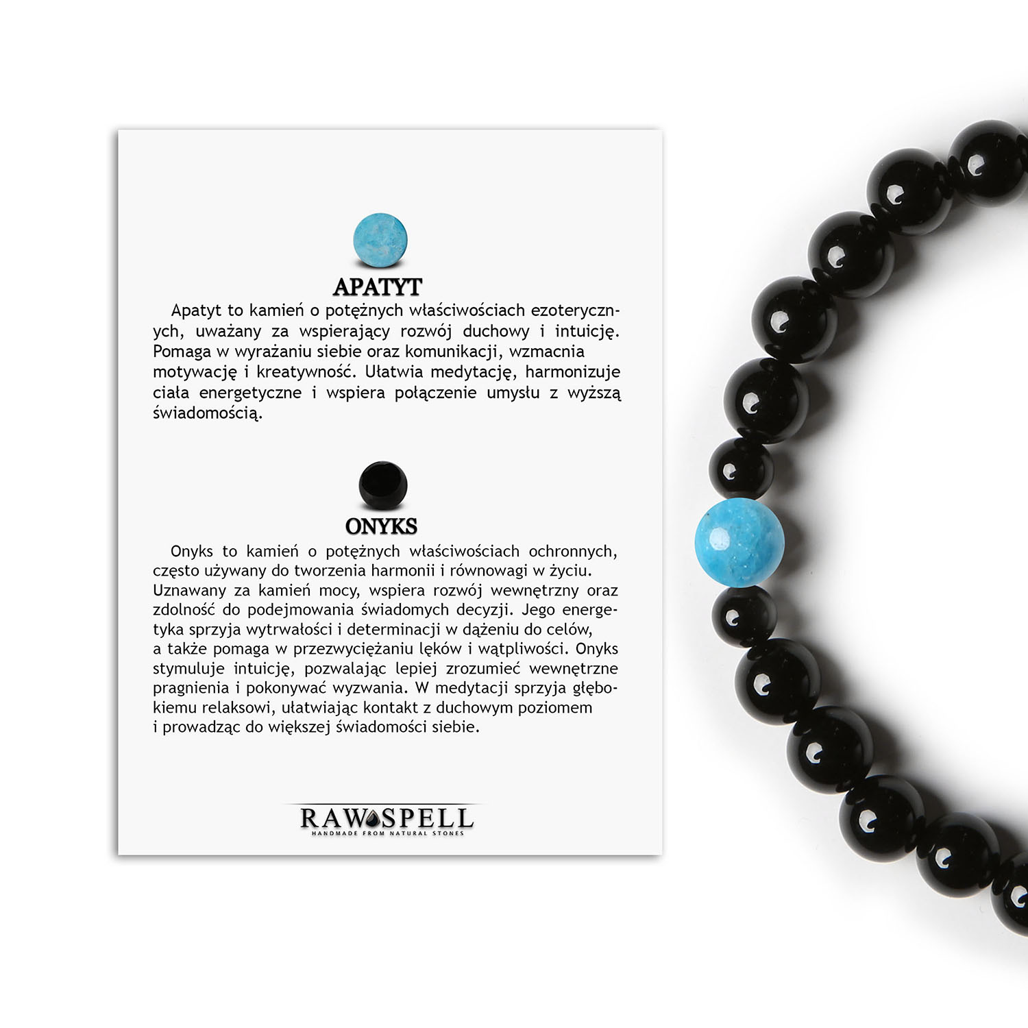 Bransoletka z Apatytu i Onyksu z kolekcji Binthe - elegancja i klasa dla każdego Elegancka bransoletka Binthe z naturalnymi kamieniami: apatyt i onyks, dedykowana dla kobiet i mężczyzn.