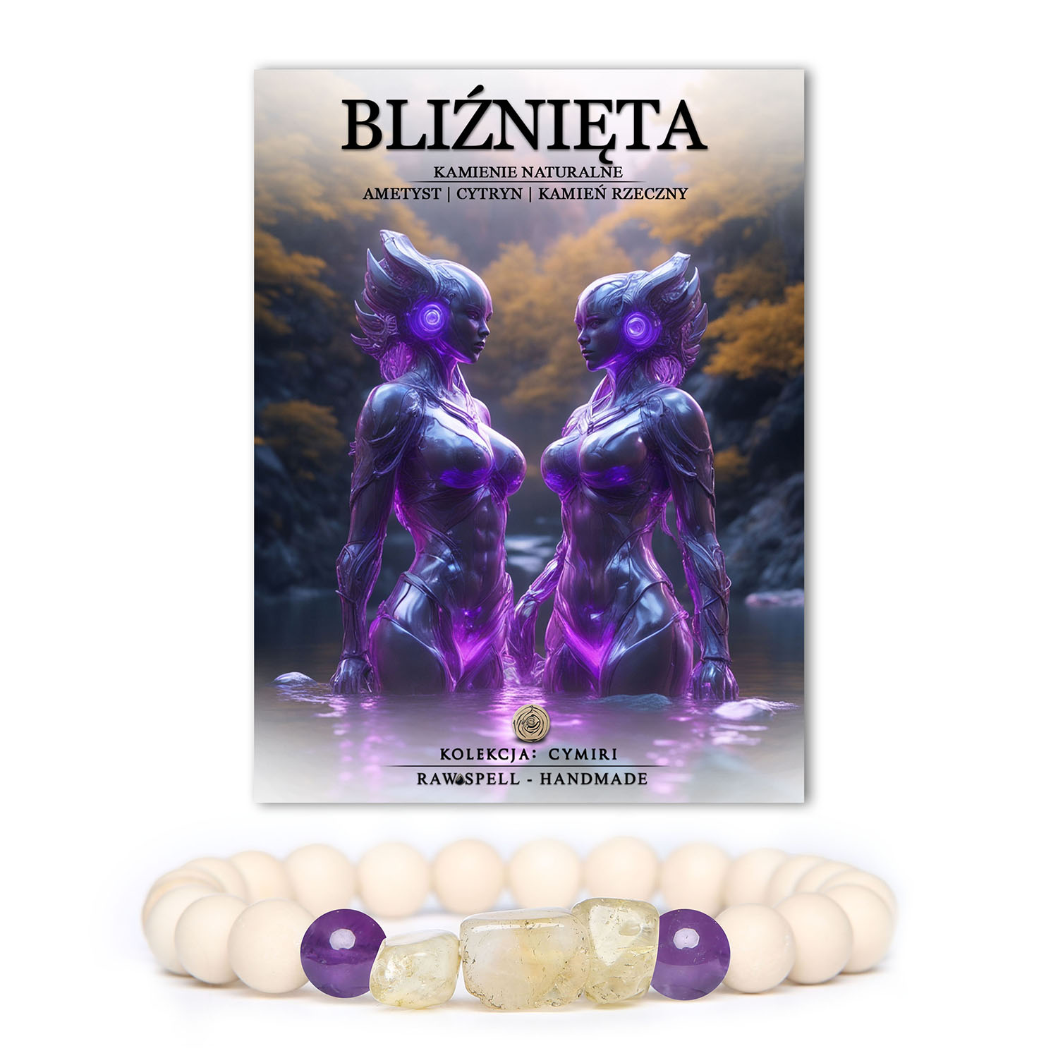 Elegancka bransoletka z naturalnych kamieni w kolekcji Cymiri, zdobiona ametystem oraz cytrynem, symbolizująca znak zodiaku Bliźnięta. Jej delikatny urok i harmonijny dobór kolorów doskonale oddają dynamiczną osobowość bliźniaczej energii. Bransoletka łączy w sobie harmonię natury i wyjątkowy styl.