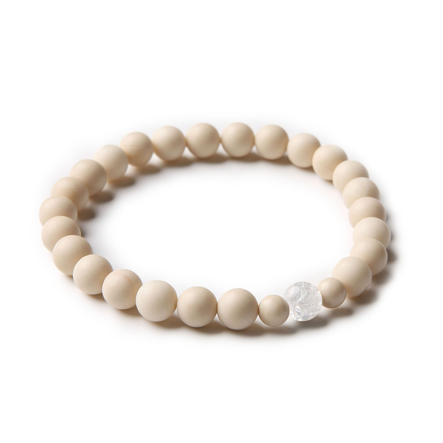 Bransoletka Binthe z naturalnych kamieni: Kryształ Górski Lodowy i Kamień Rzeczny, dla kobiet i mężczyzn, idealna na każdą okazję.