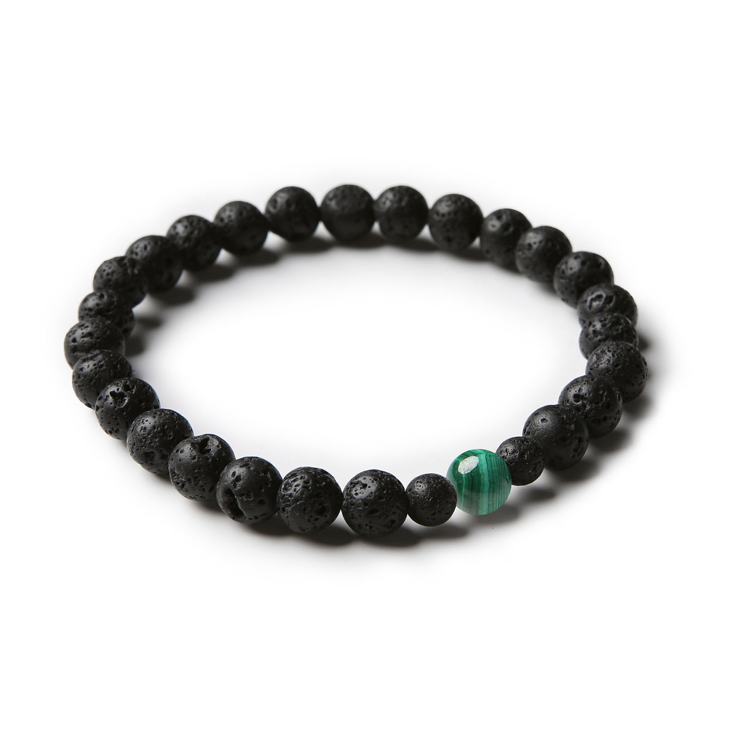 Stylowa bransoletka z kolekcji Binthe, wykonana z malachitu i lawy wulkanicznej, dla kobiet i mężczyzn.