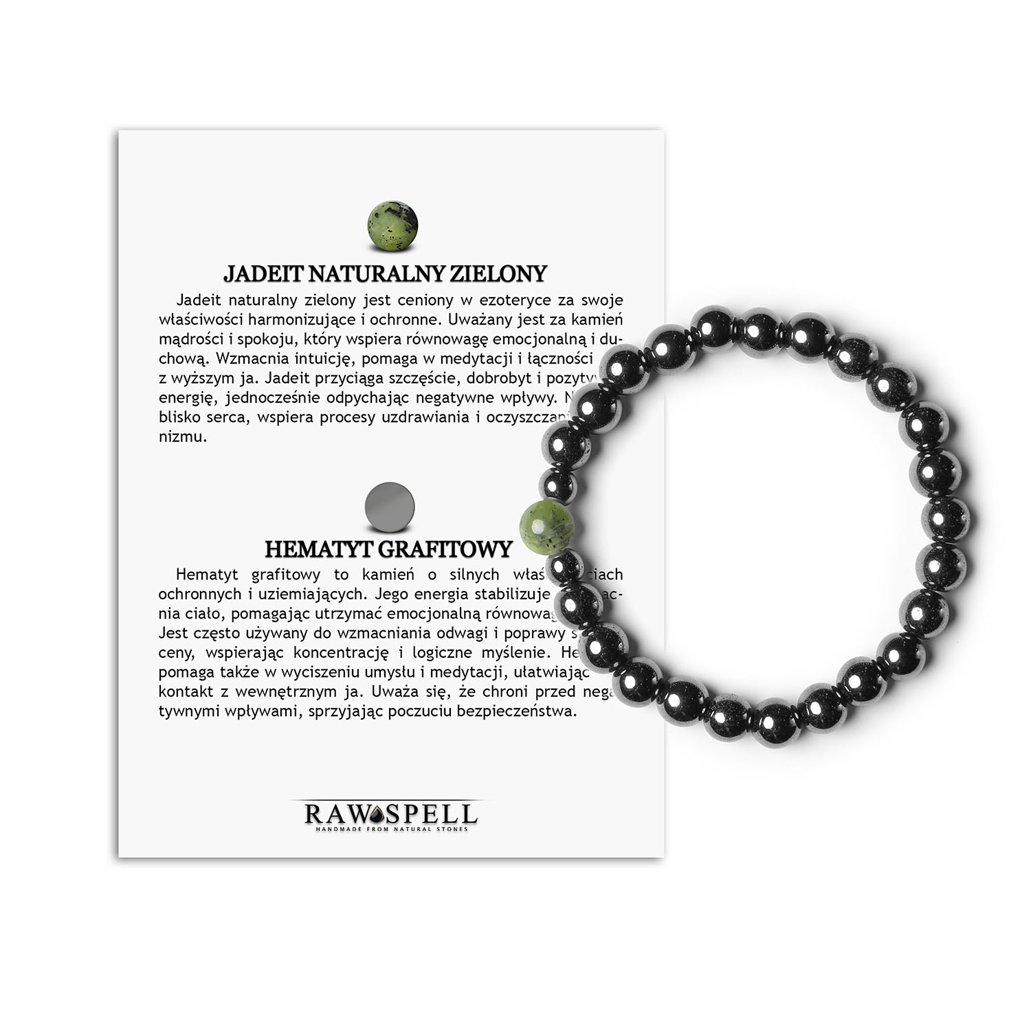 Bransoletka z jadeitem zielonym i hematytem grafitowym z kolekcji Binthe – naturalne piękno dla niej i dla niego. Elegancka bransoletka z jadeitem zielonym i hematytem grafitowym z kolekcji Binthe, doskonała dla obu płci.