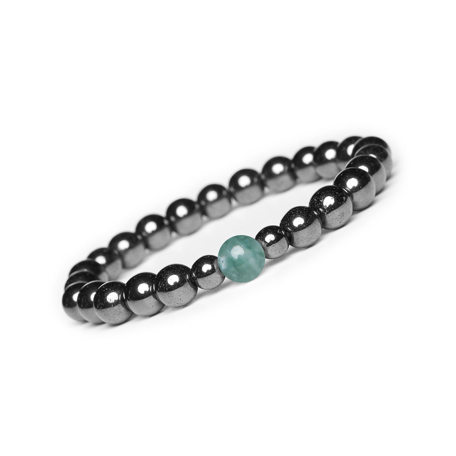 Bransoletka z kolekcji Binthe Agat Mszysty Hematyt Grafitowy Kamienie Naturalne Damska oraz Męska Bransoletka z kamieni szlachetnych, w skład której wchodzą agat mszysty i hematyt grafitowy, z kolekcji Binthe, dostępna w wersji damskiej i męskiej.