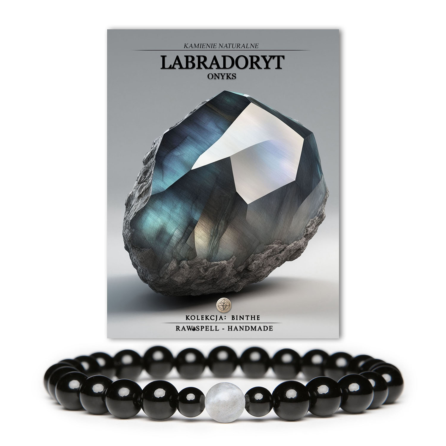 Elegancka bransoletka z labradorytem i onyksem z kolekcji Binthe, przeznaczona do noszenia przez obie płcie.