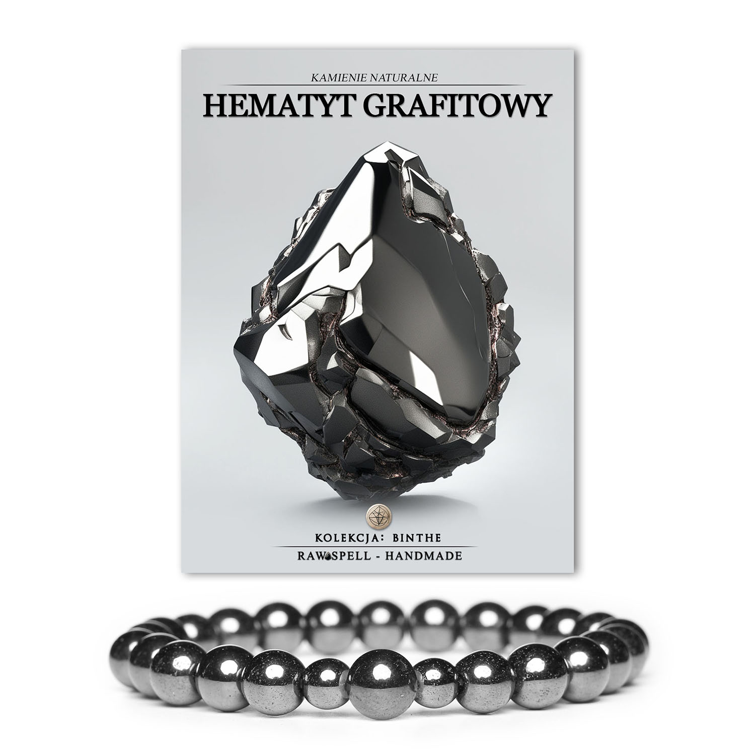 Elegancka bransoletka z kolekcji Binthe z grafitowego hematytu, unikalny dodatek dla mężczyzn i kobiet.