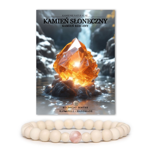 Elegancka bransoletka z kolekcji Binthe, ozdobiona kamieniem słonecznym i kamieniem rzecznym, doskonała dla kobiet i mężczyzn.