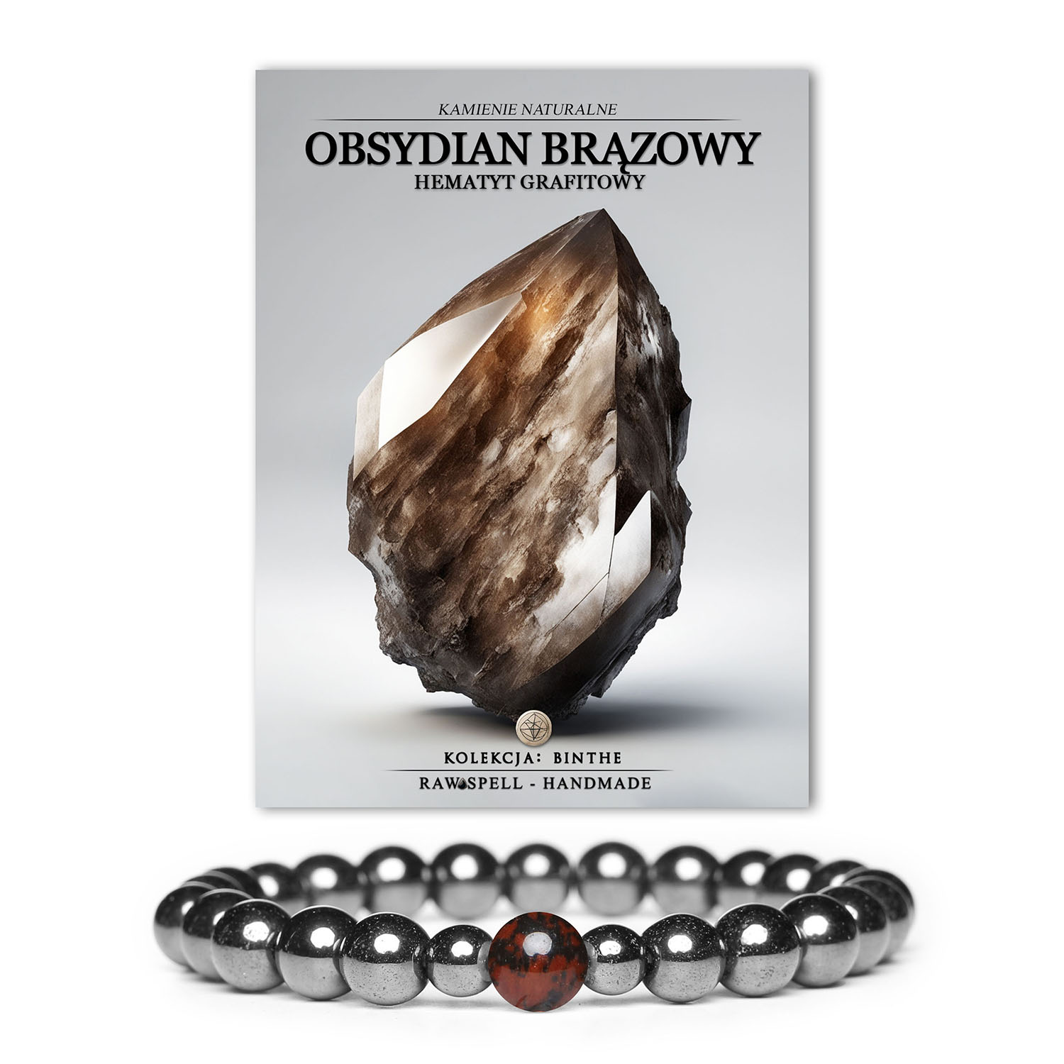 Bransoletka z kolekcji Binthe w brązowym obsydianie i grafitowym hematycie - kamienie naturalne, idealna dla kobiet i mężczyzn.