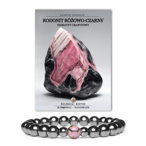 Bransoletka Binthe z kolekcji rodonit i hematyt, podkreślająca wyjątkowy styl, dostępna dla kobiet i mężczyzn.
