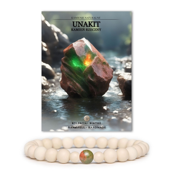 Bransoletka z naturalnych kamieni, unakit i kamień rzeczny, z kolekcji Binthe - dla każdego.
