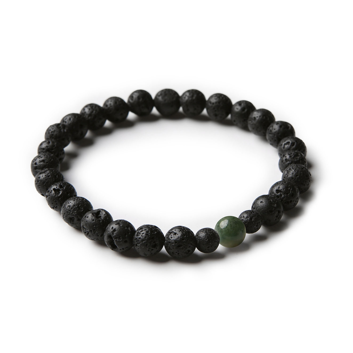 Bransoletka Binthe, łącząca agat mszysty i lawo wulkaniczną, idealna dla osób szukających modnych akcesoriów zarówno dla siebie, jak i na prezent.