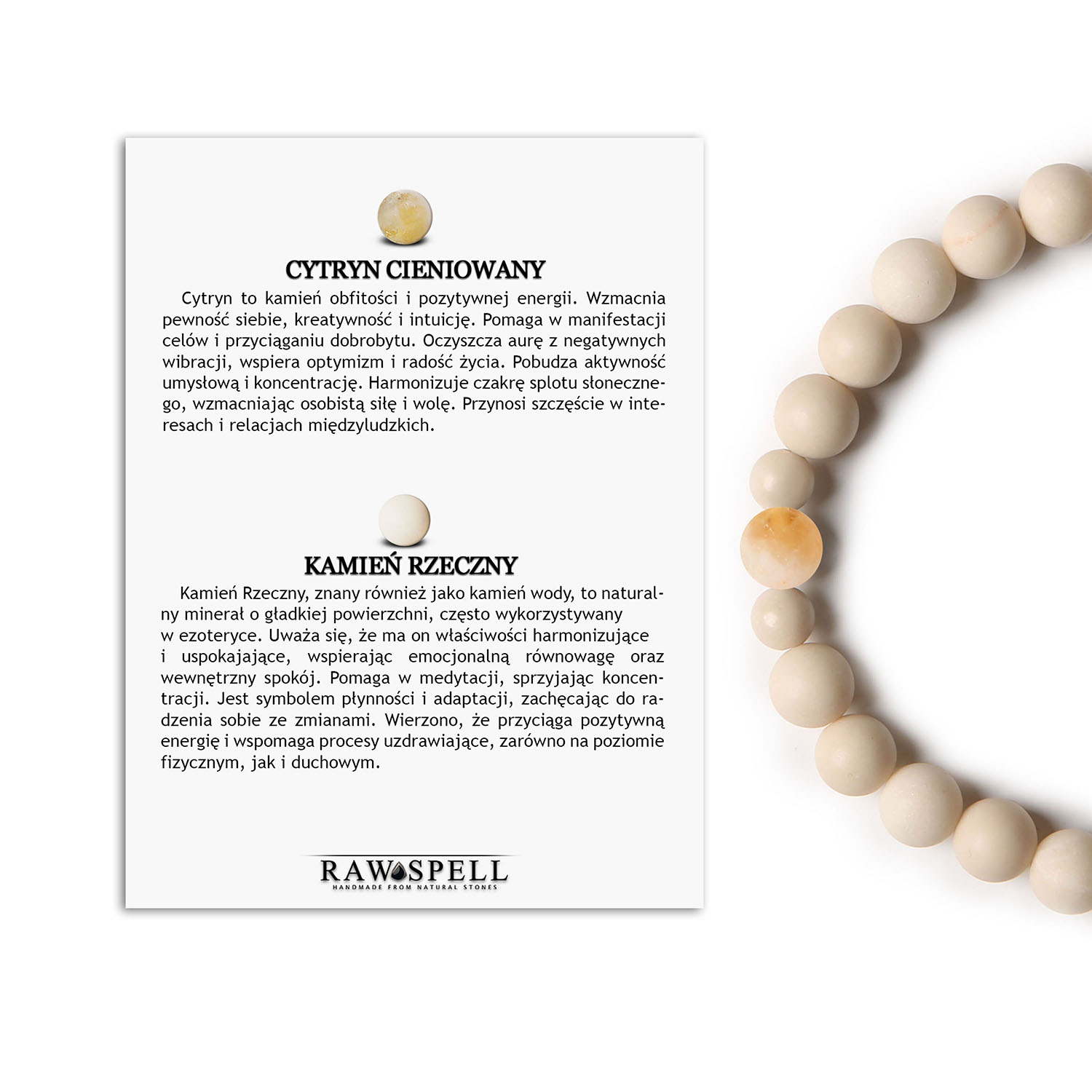 Bransoletka z kolekcji Binthe - połączenie cytrynu cieniowanego i kamienia rzecznego. Doskonała dla każdego Bransoletka Binthe z naturalnych kamieni: cytryn cieniowany i kamień rzeczny, odpowiednia dla kobiet i mężczyzn.