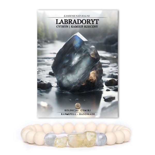 Elegancka bransoletka z kolekcji Cymiri, stworzona z labradorytu, cytrynu i kamienia rzecznego, dostępna dla mężczyzn i kobiet.