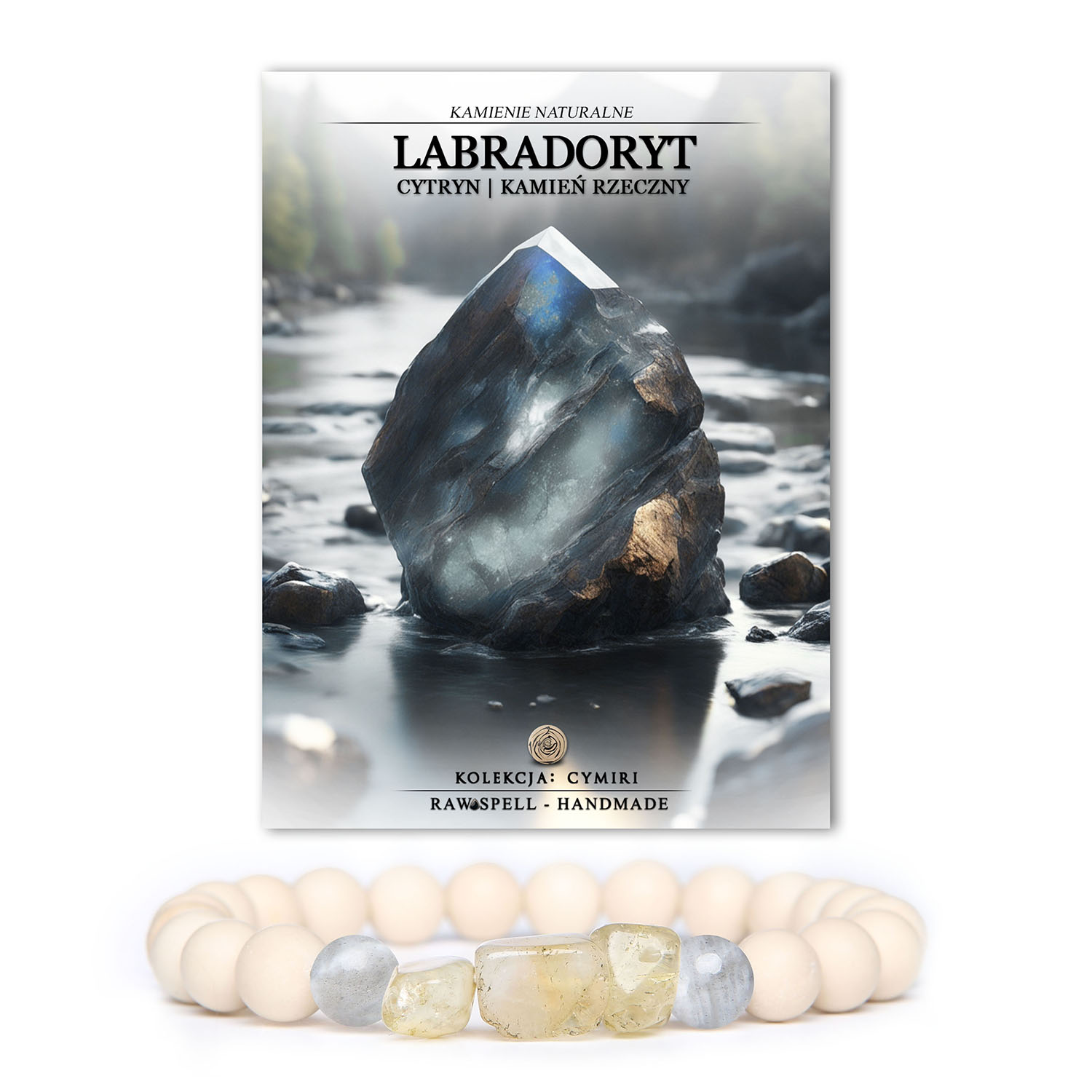 Elegancka bransoletka z kolekcji Cymiri, stworzona z labradorytu, cytrynu i kamienia rzecznego, dostępna dla mężczyzn i kobiet.