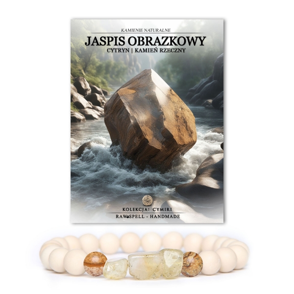 Elegancka bransoletka z kolekcji Cymiri z Jaspisem Obrazkowym, Cytrynem i Kamieniem Rzecznym, dedykowana dla kobiet i mężczyzn.