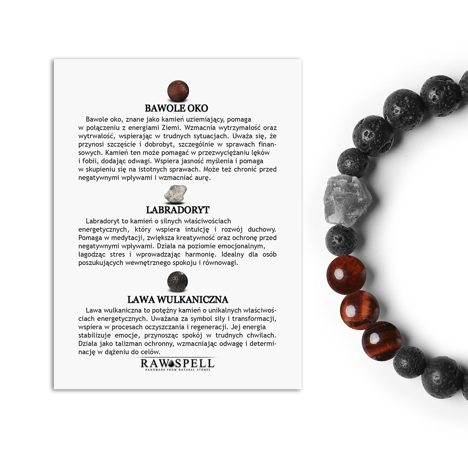 Bransoletka z kolekcji Derdr Bawole Oko, Labradoryt, Lawa Wulkaniczna. Ekskluzywne kamienie naturalne dla każdego Bransoletka Derdr z kamieni naturalnych: bawole oko, labradoryt i lawa wulkaniczna - doskonały dodatek dla pań i panów.