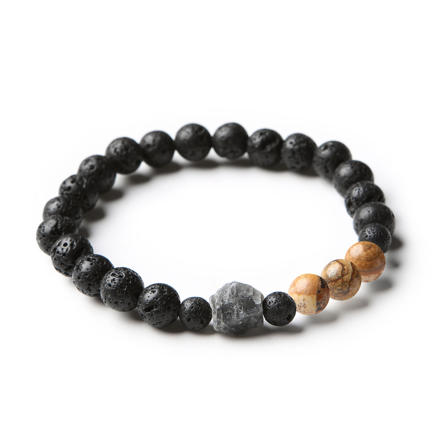 Unikalna bransoletka Derdr z jaspisem obrazkowym, labradorytem i lawą wulkaniczną, dostępna dla kobiet i mężczyzn