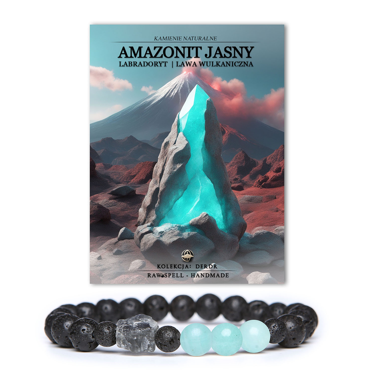 Elegancka bransoletka z kolekcji Derdr z jasnym amazonitem, labradorytem i lawą wulkaniczną – idealny wybór dla pań i panów.
