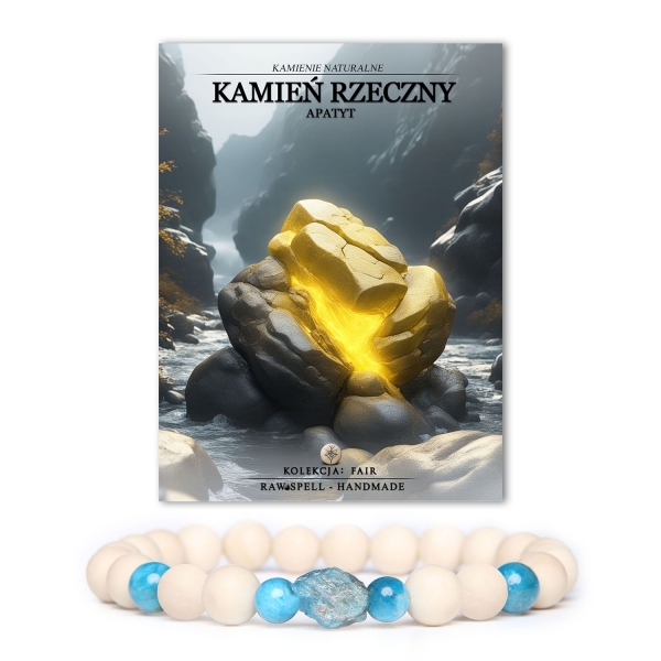 Kolekcja Fair: bransoletka z kamieniem rzecznym i apatytami, idealna zarówno dla pań, jak i panów.