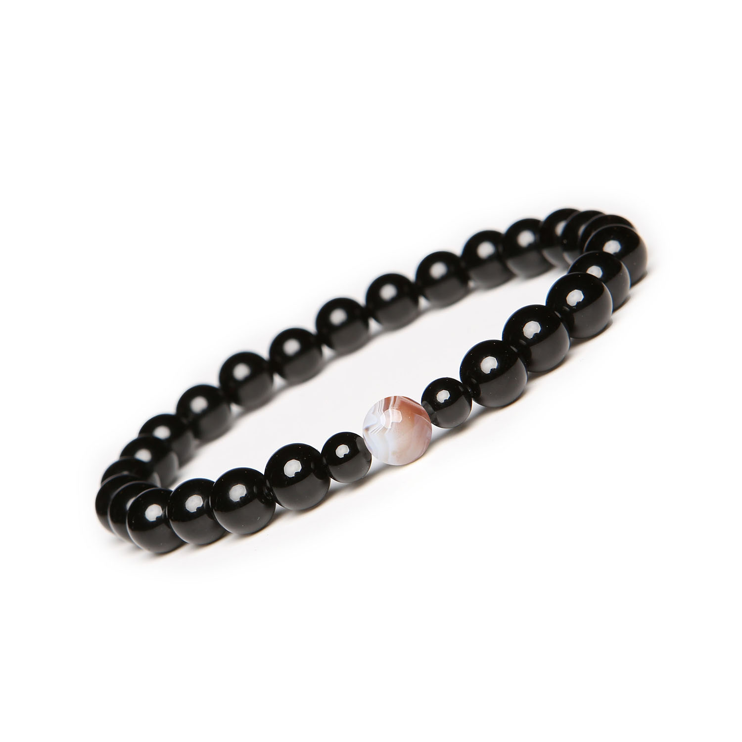 Damska i męska bransoletka z kolekcji Binthe – Agat Botswana oraz Onyks w eleganckiej formie Bransoletka Binthe z naturalnych kamieni: agat Botswana i onyks, przeznaczona dla kobiet i mężczyzn.