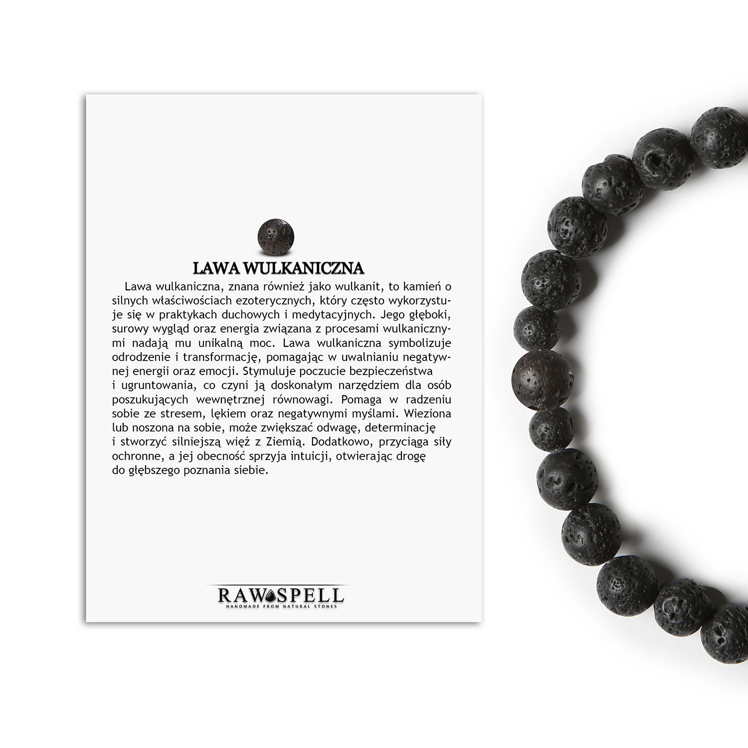 Damska i męska bransoletka z lawy wulkanicznej - kolekcja Binthe Elegancka bransoletka Binthe z lawy wulkanicznej, unisex - dla niego i dla niej.