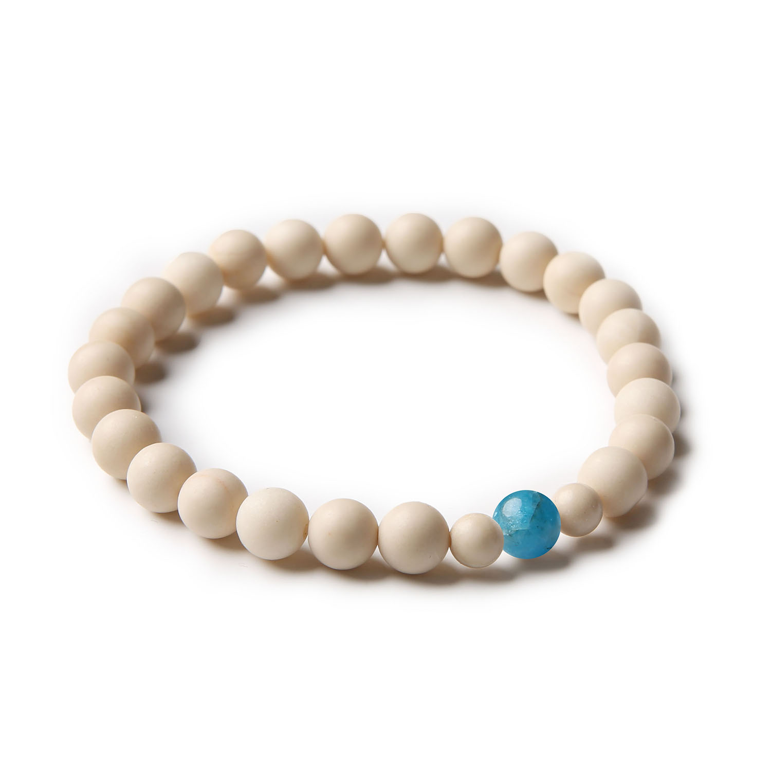 Stylowa bransoletka z kolekcji Binthe, z naturalnymi kamieniami: apatyt i kamień rzeczny - idealna dla kobiet i mężczyzn.