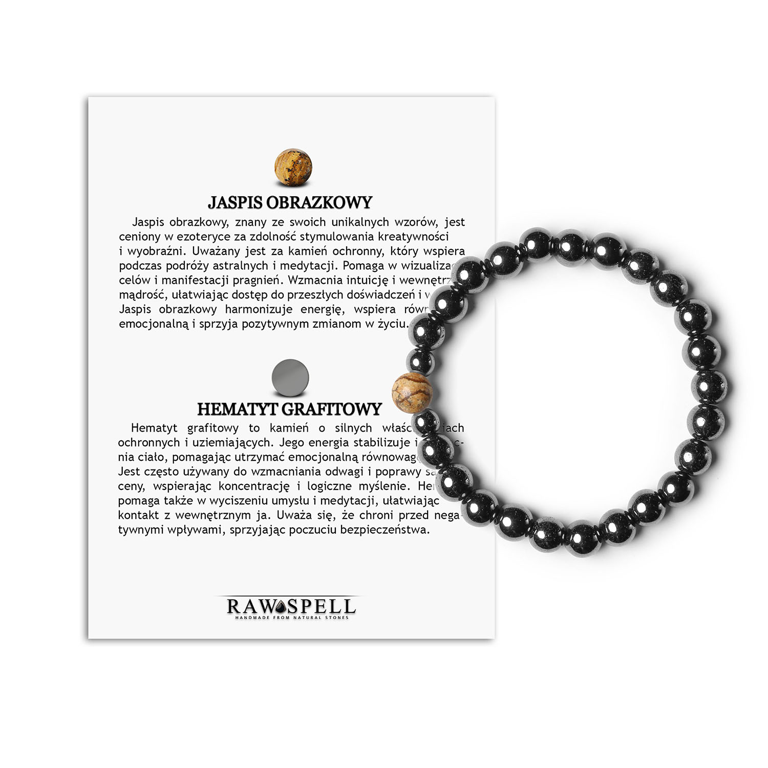 Elegancka Bransoletka Binthe z Naturalnymi Kamieniami Jaspis Obrazkowy i Hematyt Grafitowy - Damska i Męska Ozdoba Elegancka bransoletka Binthe z naturalnymi kamieniami: jaspis obrazkowy i hematyt grafitowy, dostępna dla każdego.