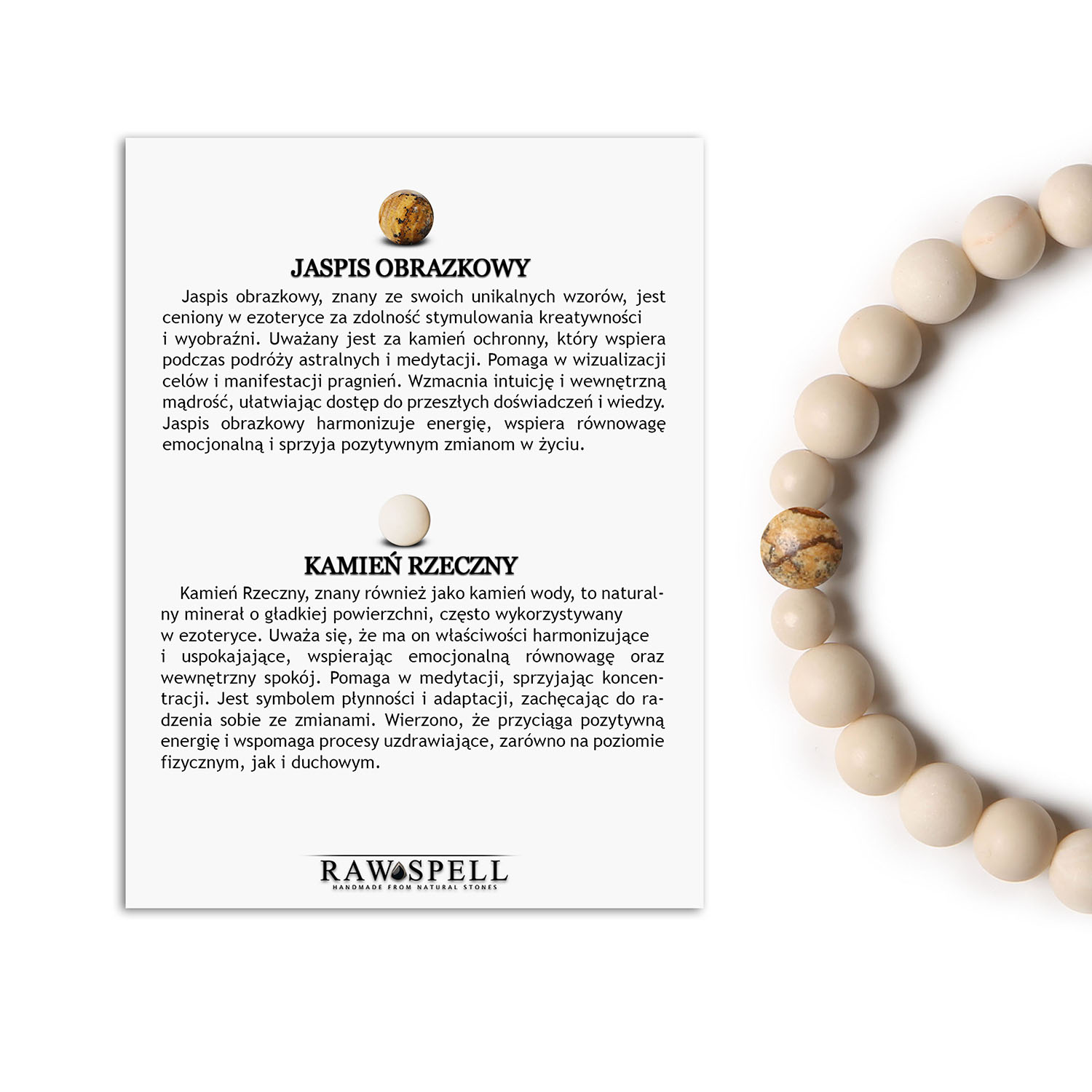 Elegancka bransoletka Binthe w wersji dla him w męskim i damskim stylu - Jaspis Obrazkowy i Kamień Rzeczny Elegancka bransoletka z kolekcji Binthe, wykonana z jaspisu obrazkowego i kamienia rzecznego, uniwersalny dodatek dla kobiet i mężczyzn.