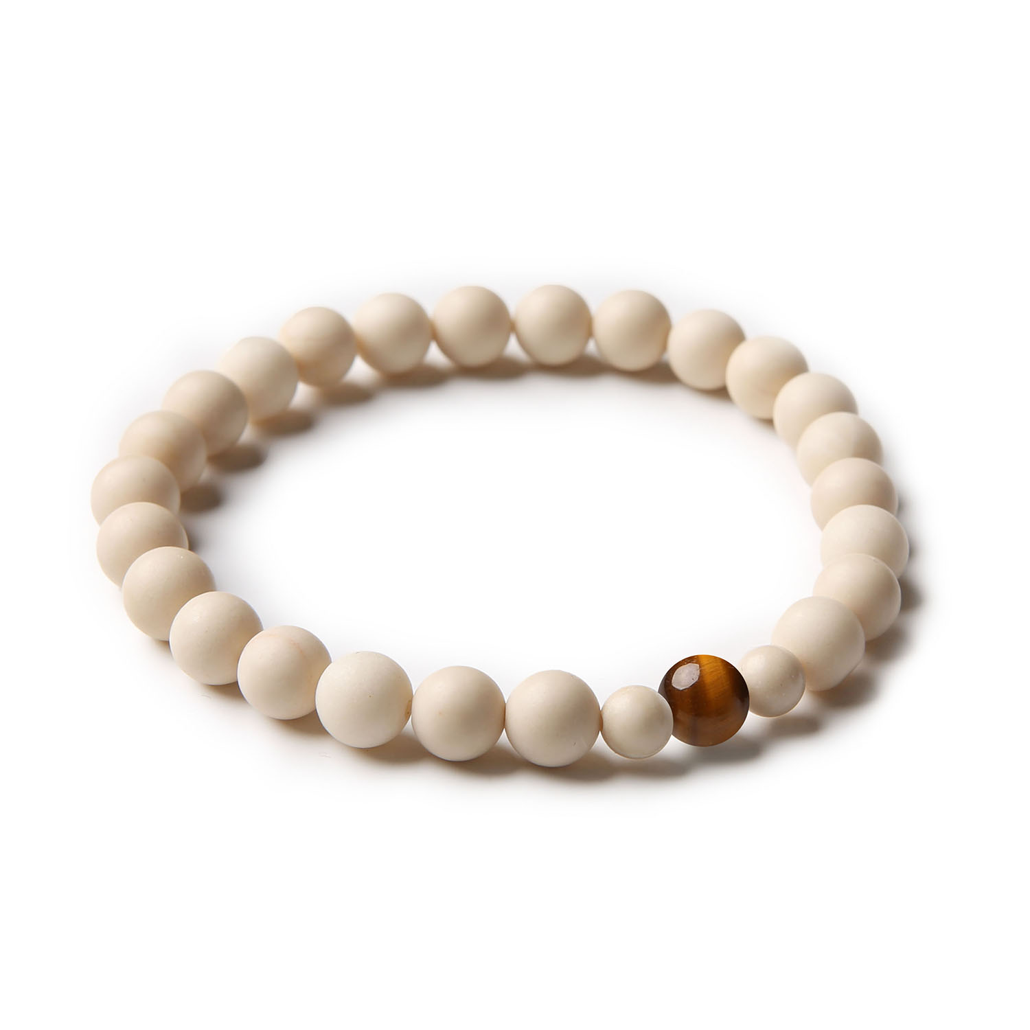 Stylowa bransoletka Binthe wykonana z tygrysiego oka i kamienia rzecznego, idealna dla kobiet i mężczyzn.