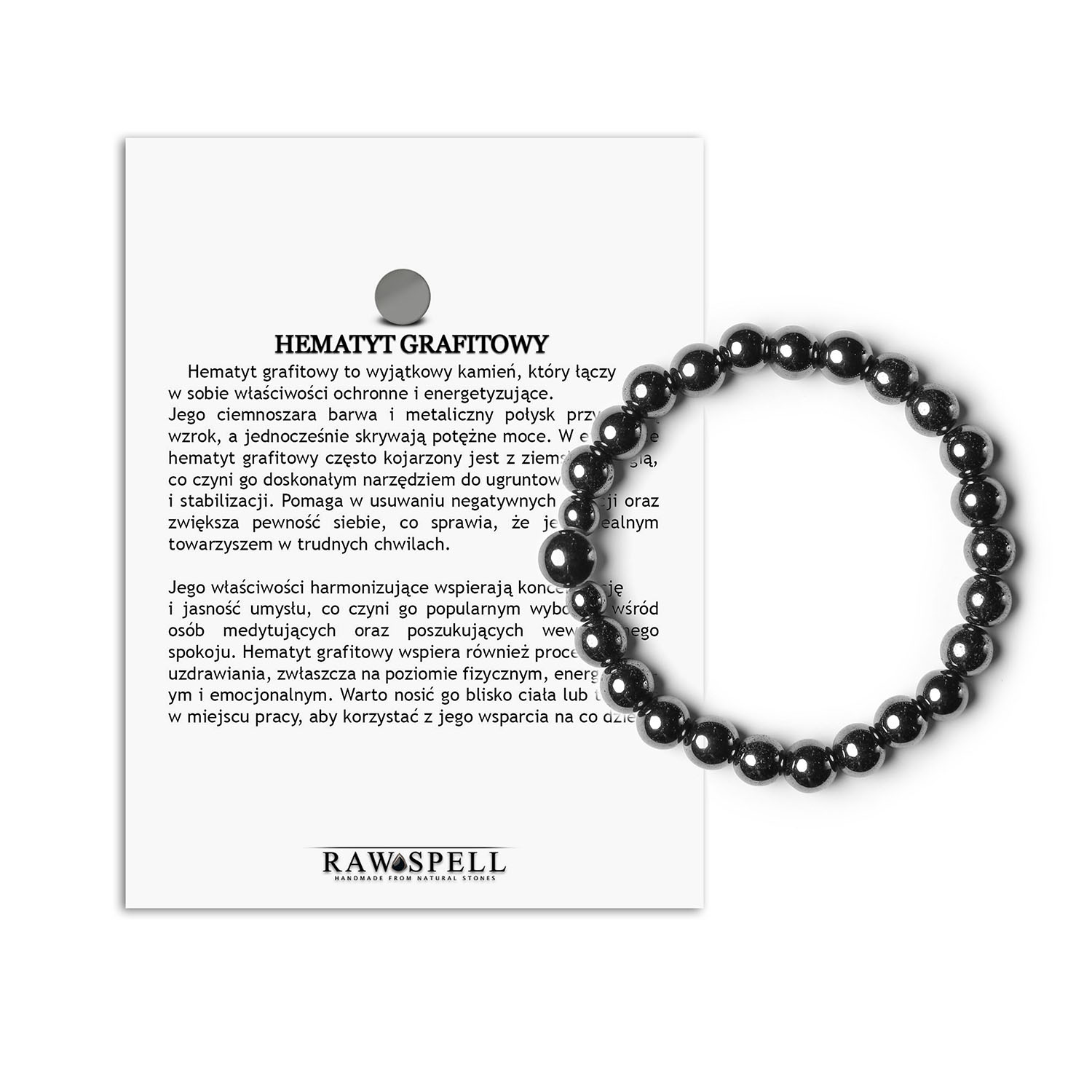 Elegancka bransoletka Binthe z hematytu grafitowego - uniwersalne kamienie naturalne Stylowa bransoletka Binthe z kamieniami naturalnymi w kolorze grafitowym, odpowiednia dla obu płci.