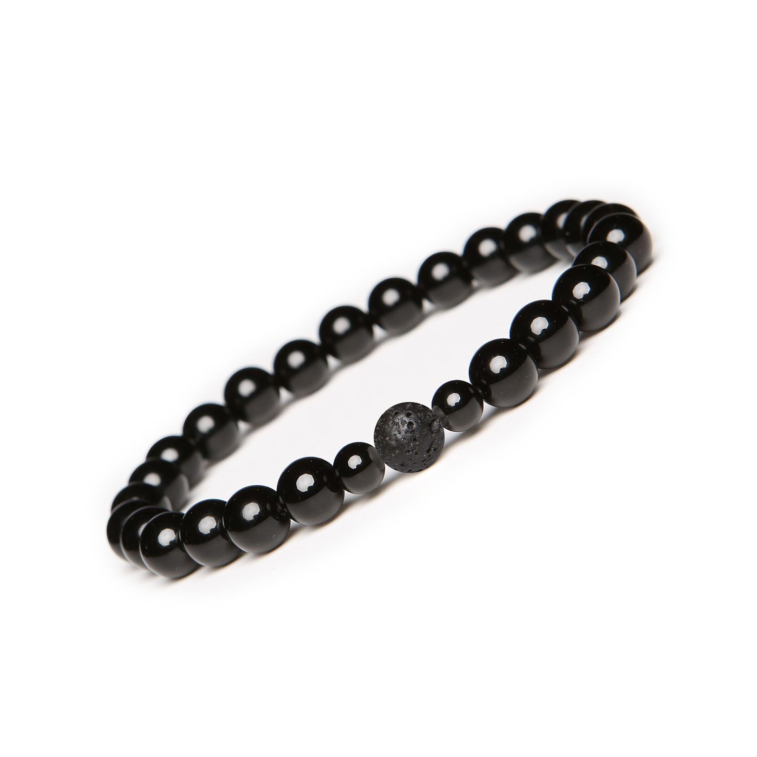 Elegancka bransoletka Binthe z lawą wulkaniczną i onyksami. Odpowiednia zarówno dla kobiet, jak i mężczyzn Stylowa bransoletka Binthe z lawą wulkaniczną oraz onyksami, pasująca do każdej stylizacji.