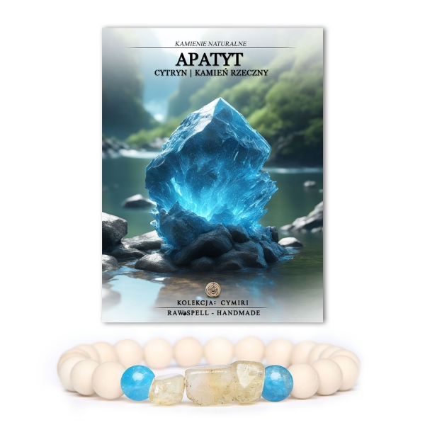 Stylowa bransoletka z kamieni naturalnych Apatyt, Cytryn i Kamień Rzeczny z kolekcji Cymiri, idealna dla każdej płci.