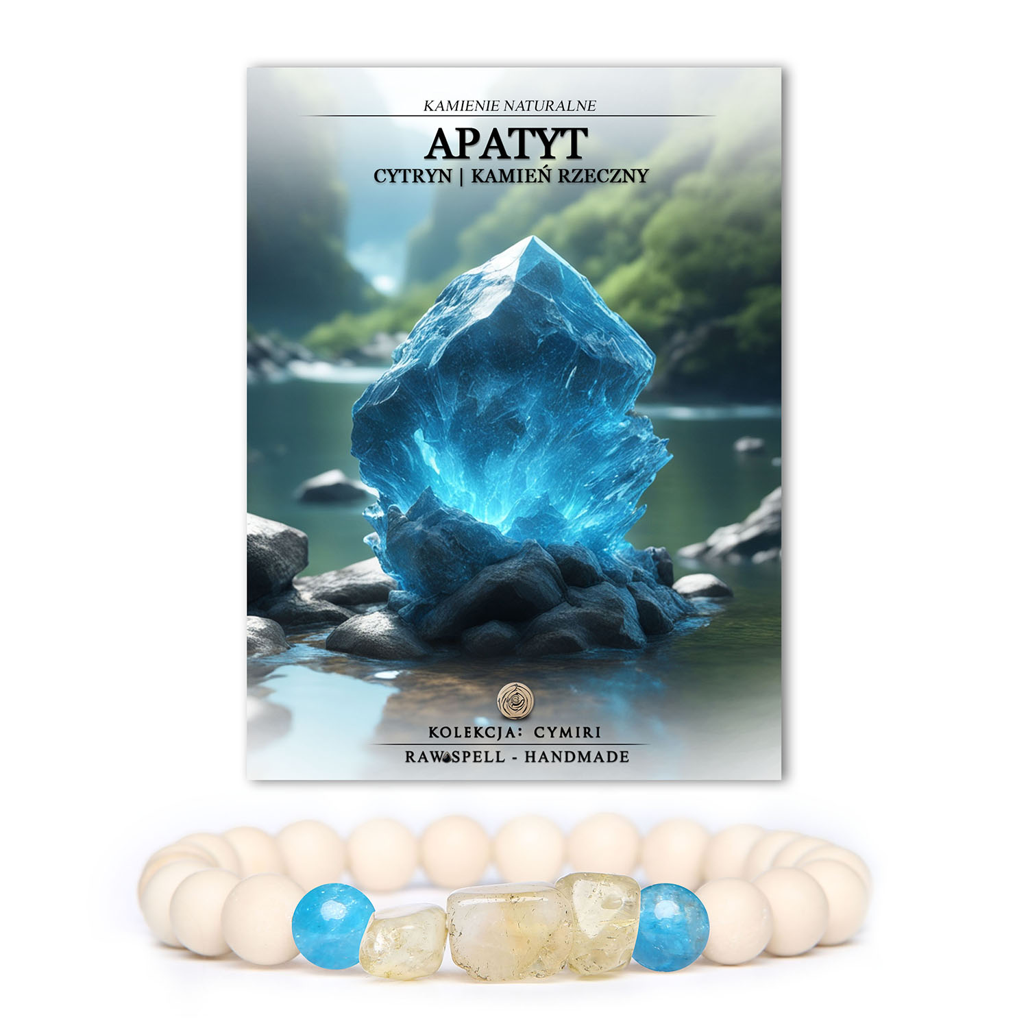 Stylowa bransoletka z kamieni naturalnych Apatyt, Cytryn i Kamień Rzeczny z kolekcji Cymiri, idealna dla każdej płci.