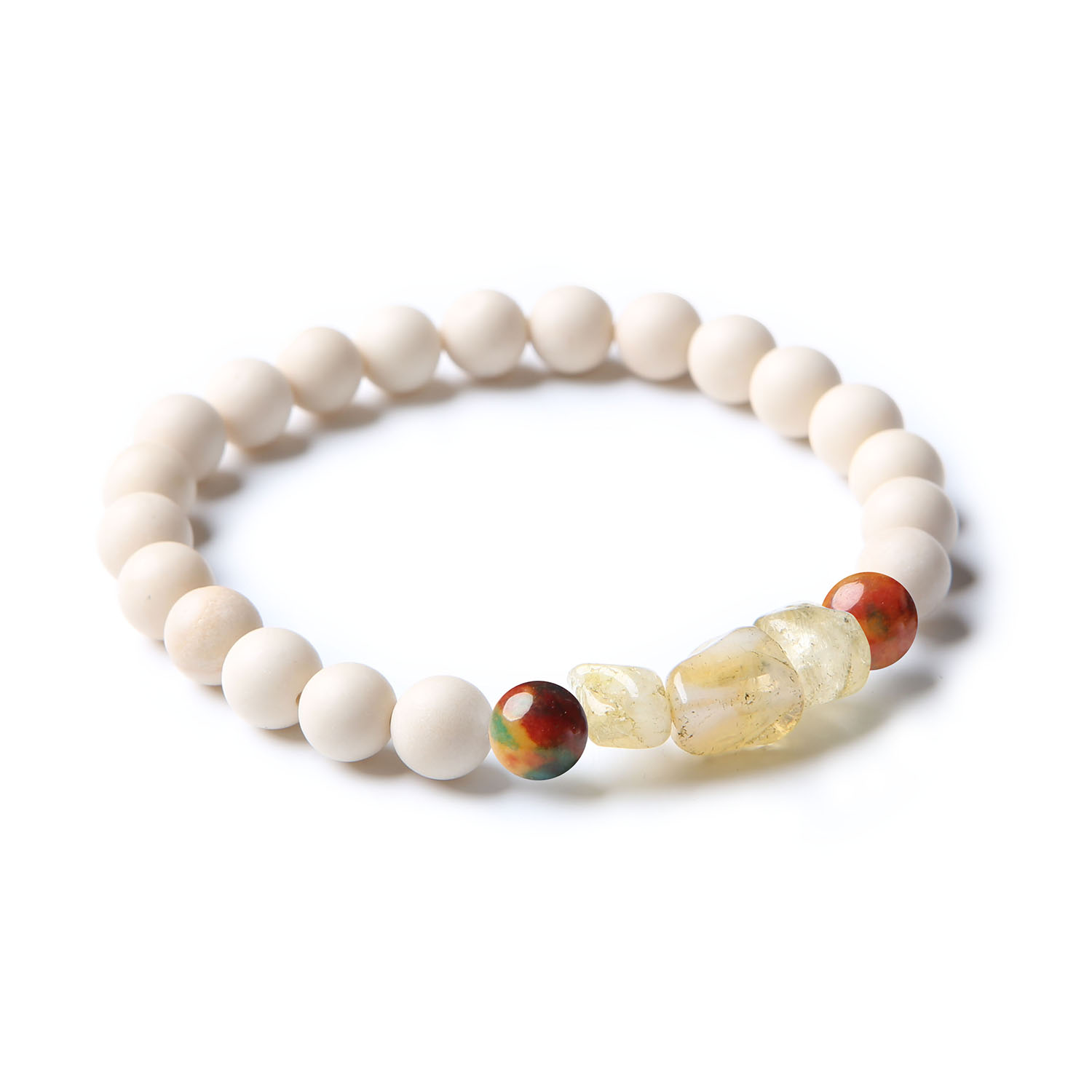 Elegancka bransoletka z naturalnych kamieni w kolekcji Cymiri, z agatami smoczej żyły, cytrynem i kamieniem rzecznym, stworzona dla mężczyzn i kobiet.