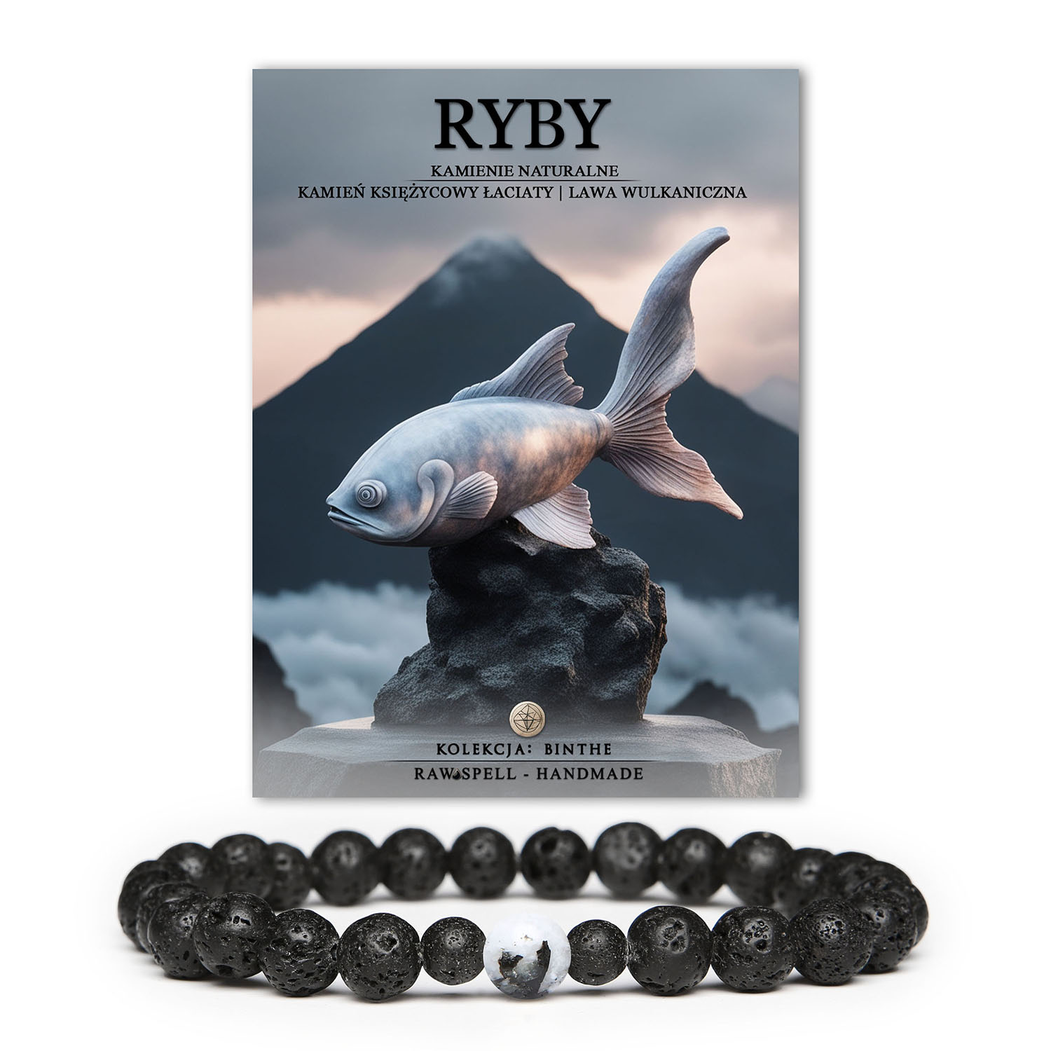 Odkryj bransoletkę z Kamienia Księżycowego Łaciatego i Lawy Wulkanicznej z kolekcji Binthe - dla kobiet i mężczyzn.