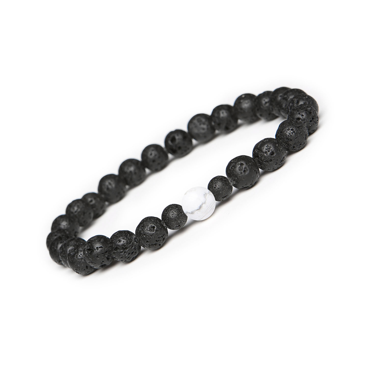 Elegancka bransoletka z kolekcji Binthe Howlit oraz Lawa Wulkaniczna, unisex Stylowa bransoletka Binthe z howlitem i lawą wulkaniczną, idealna dla kobiet i mężczyzn.