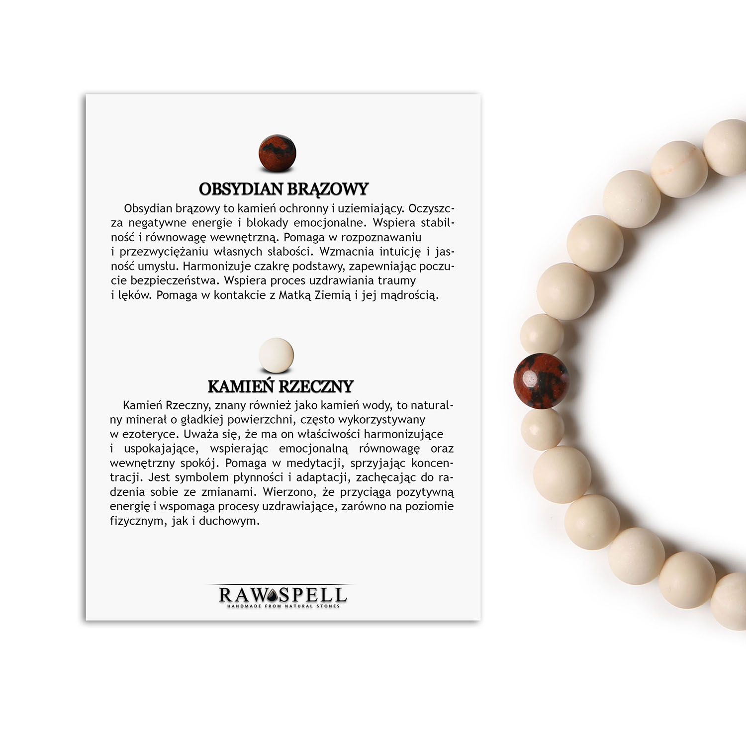 Elegancka bransoletka z kolekcji Binthe - Obsydian Brązowy i Kamień Rzeczny. Doskonały wybór dla każdego! Damska i męska bransoletka z kolekcji Binthe, zawierająca brązowy obsydian i kamienie rzeczne, wykonana z naturalnych materiałów.