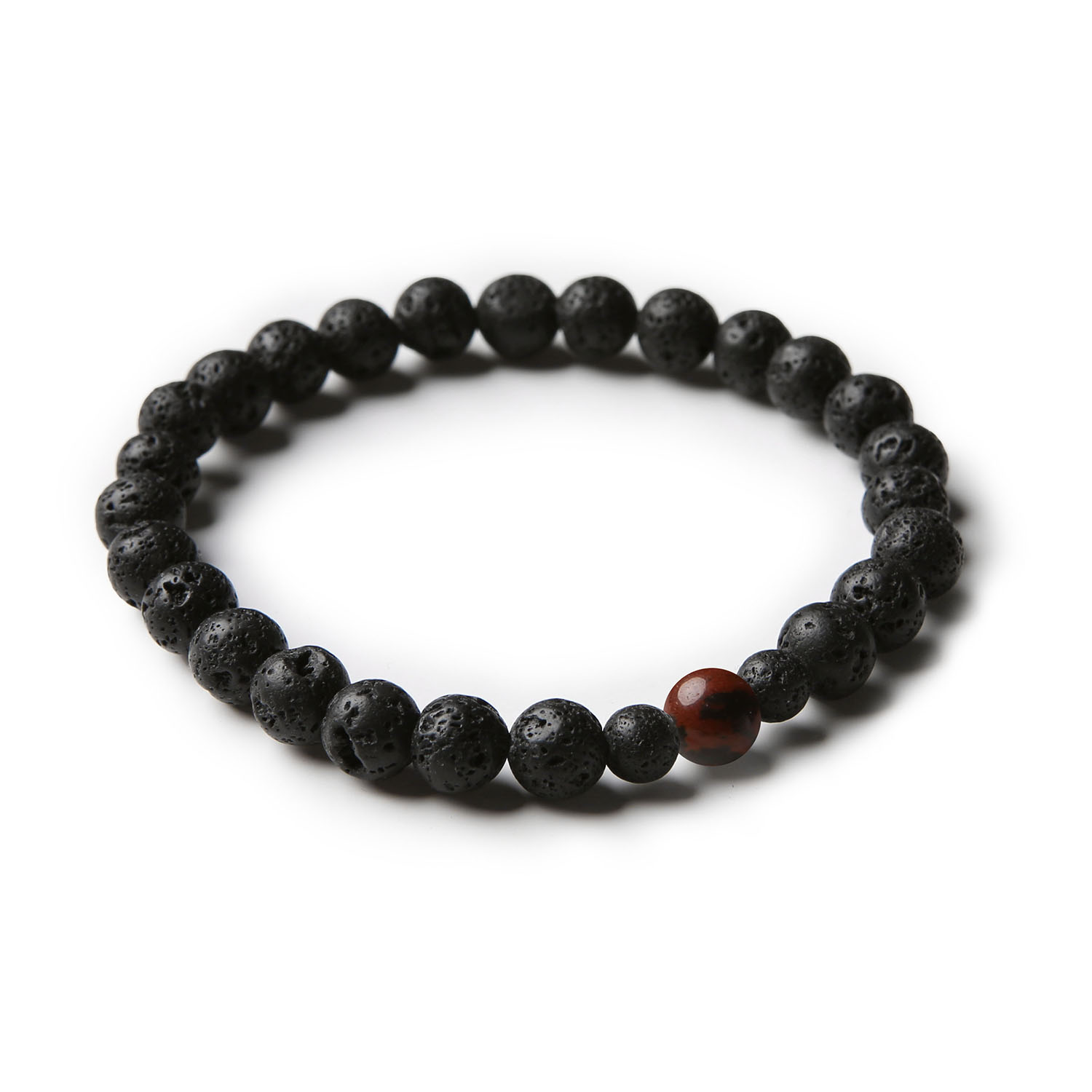 Elegancka bransoletka Binthe z brązowego obsydianu i lawy wulkanicznej - doskonały dodatek dla każdej płci.