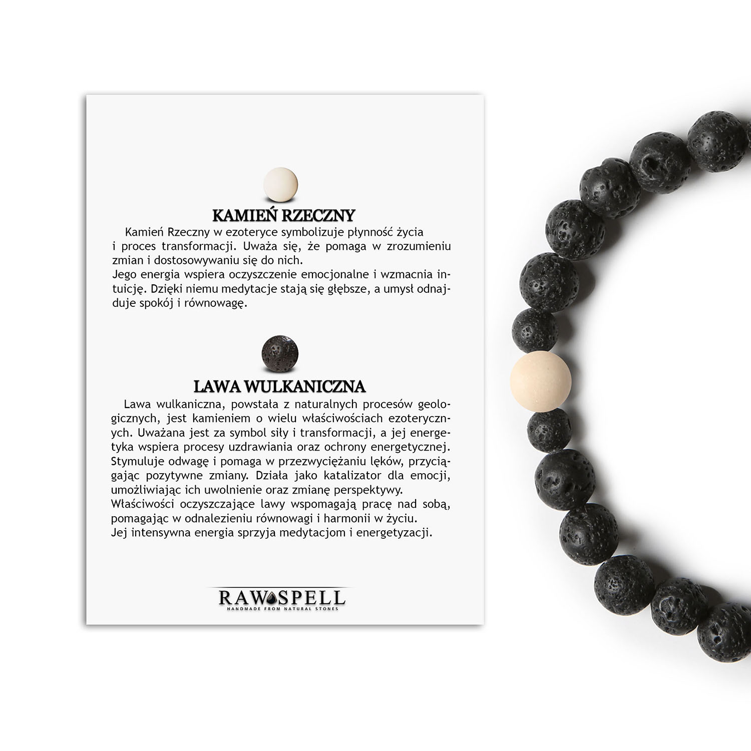 Elegancka bransoletka z kolekcji Binthe. Kamień Rzeczny i Lawa Wulkaniczna - unisex, dla niej i dla niego Stylowa bransoletka Binthe z kamieni rzecznych oraz lawy wulkanicznej, dostępna w wersji damskiej i męskiej, doskonała na prezent.