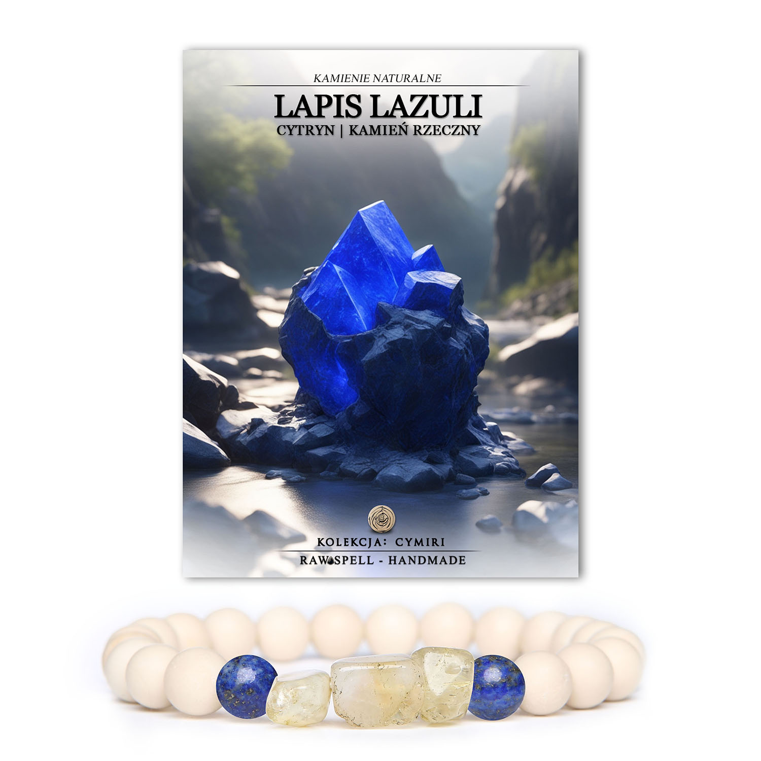 Bransoletka z kolekcji Cymiri z naturalnych kamieni, w tym Lapis Lazuli, Cytrynu i Kamienia Rzecznego, idealna dla mężczyzn i kobiet.