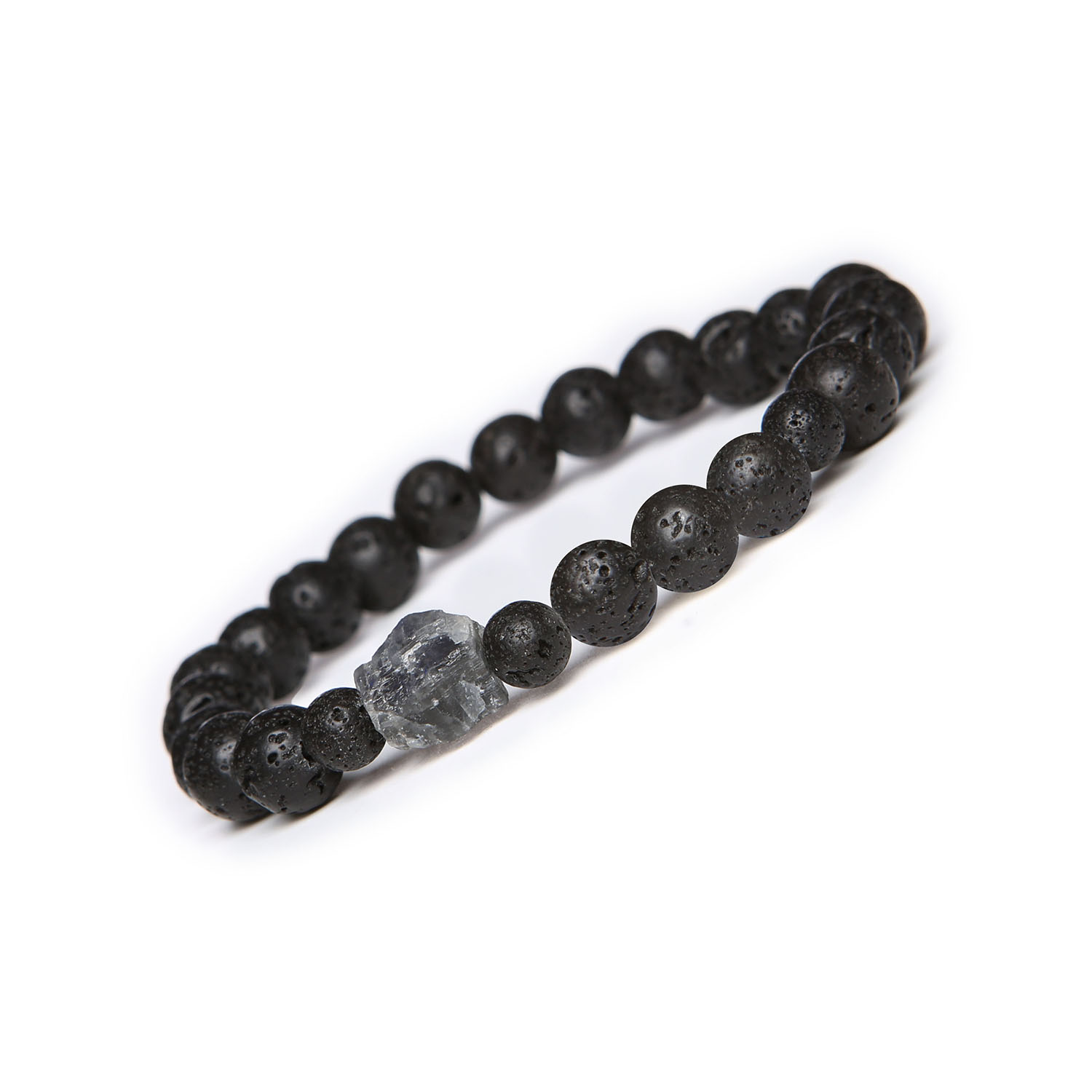 Elegancka bransoletka z kolekcji Derdr lawa wulkaniczna i labradoryt. Naturalne kamienie dla kobiet i mężczyzn Stylowa bransoletka Derdr wykonana z naturalnych kamieni: lawy wulkanicznej i labradorytu, doskonała dla mężczyzn i kobiet.