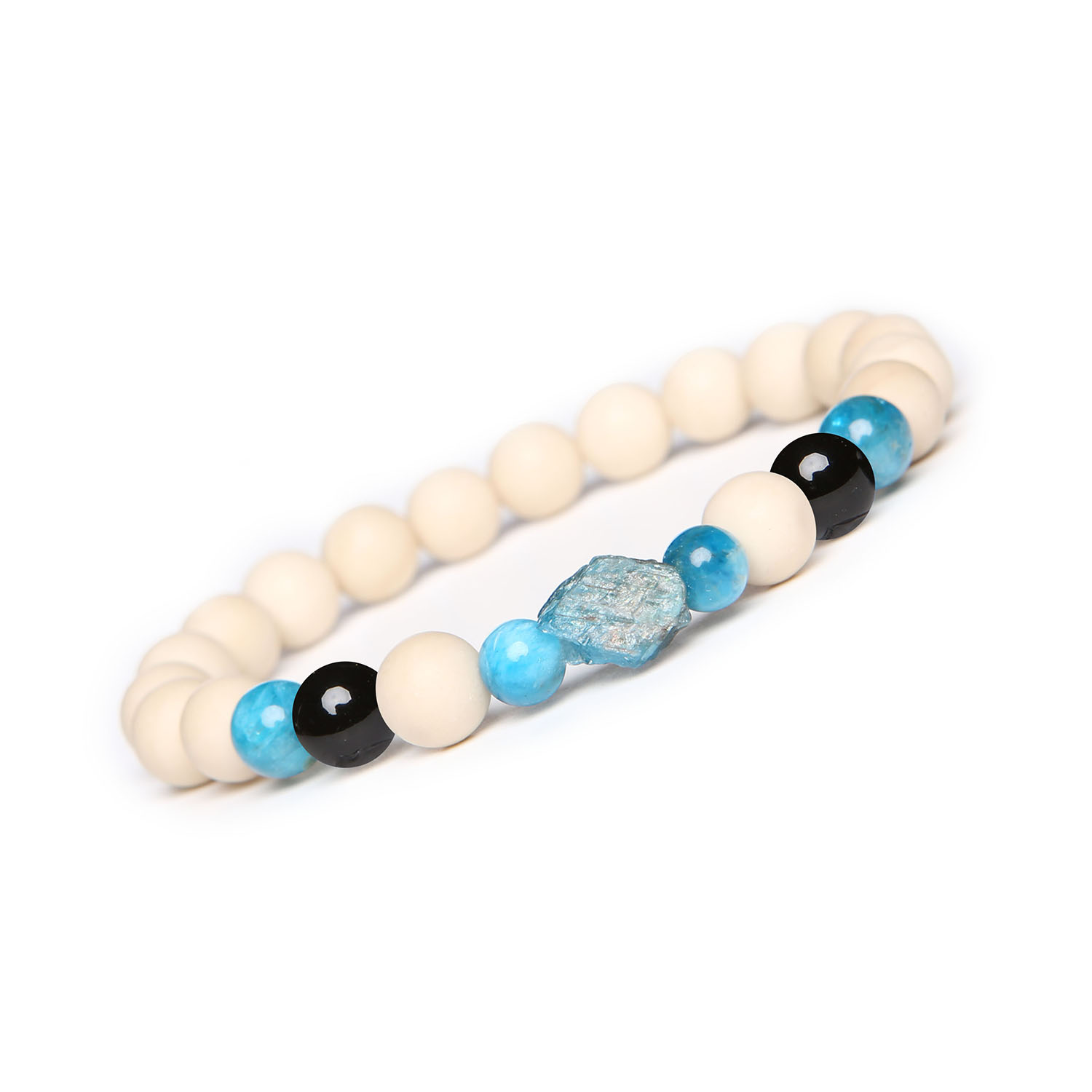 Elegancka bransoletka z kolekcji Fair onyks, apatyt i kamień rzeczny. Idealna dla niej i dla niego. Sprawdź naszą ofertę Bransoletka unisex z kolekcji Fair, wykonana z onyksu, apatytu i kamieni rzecznych, idealna dla każdego.