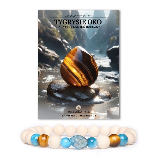 Stylowa bransoletka z kolekcji Fair, ozdobiona kamieniem Rzecznym oraz Tygrysim Okiem, dostępna dla obu płci.